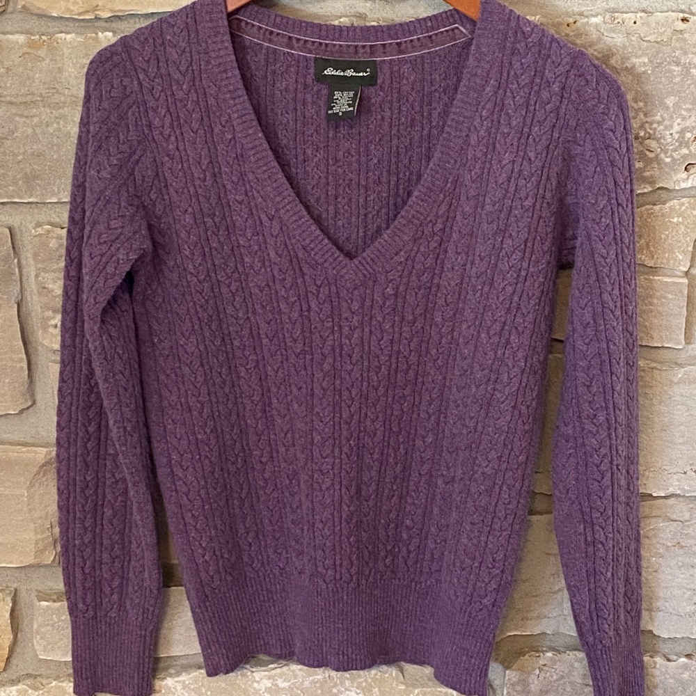 Vintage Eddie Bauer Cable Knit V-Neck Sweater Size S